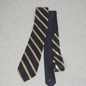Tommy Hilfiger Necktie Navy Blue‎ Gold Striped Silk Classic Menswear